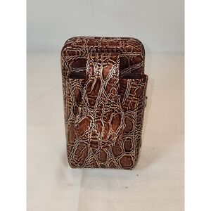 The Metropolitan Wallet Hard Case Brown Embossed Croc Vegan Leather Card ID Hold